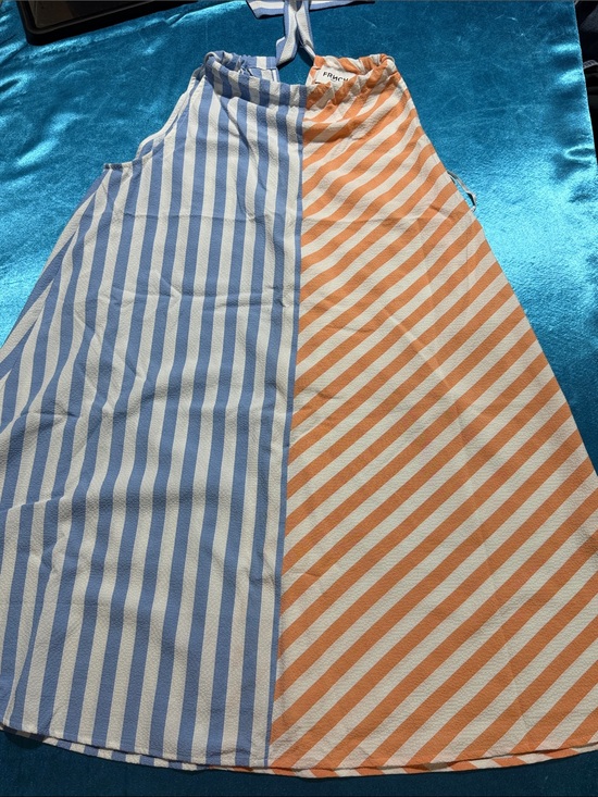 FRNCH Dresses & Skirts - FRNCH Striped Halter Tie Top in Light Blue & Coral